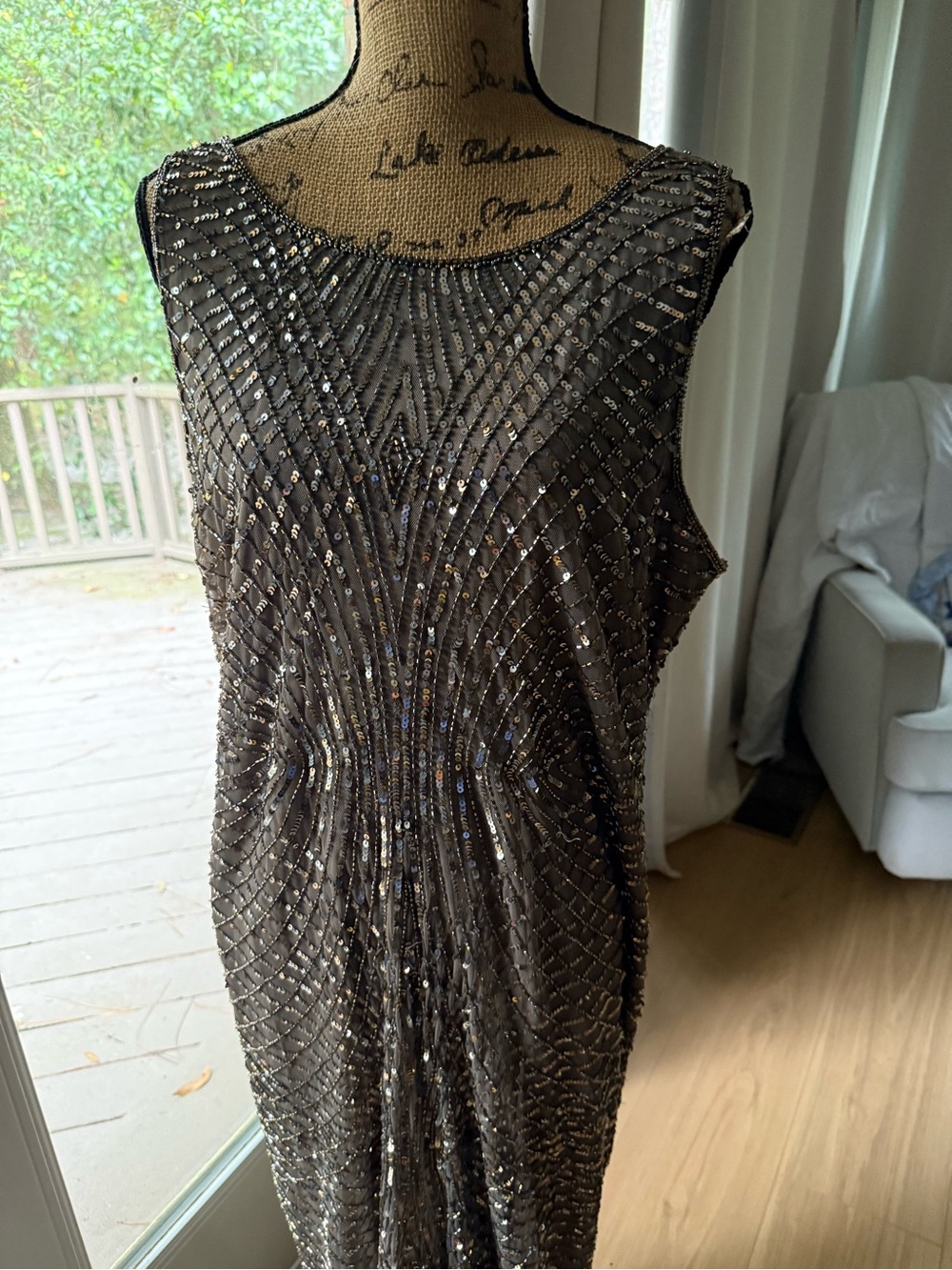 Artdeco Metallic Taupe Sequin Maxi Skirt